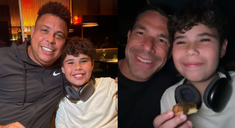 Marcus Buaiz leva o filho para jantar com Ronaldo Fenômeno