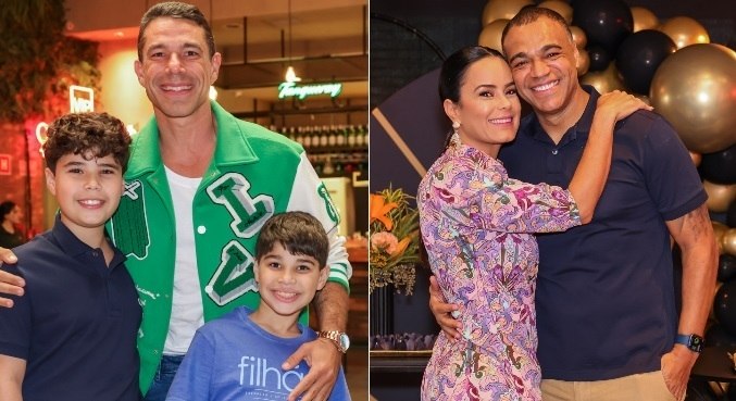 Empresário Marcus Buaiz com os filhos no aniversário de Denílson
