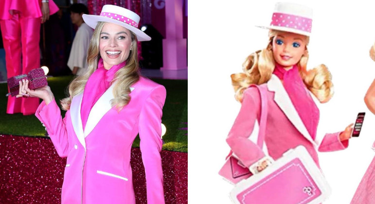 Margot Robbie usou um terninho com chapéu bem clássicos na divulgação de  Barbie - Purebreak