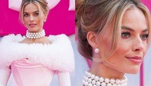 Margot Robbie rouba a cena com look inspirado em Barbie clássica dos anos 60 em estreia na Europa