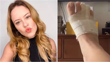 Mari Bridi quebra o dedo do pé e vai parar em hospital após acidente em festa do filho