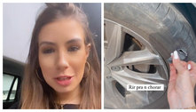 Maria Lina fura pneu ao tentar parar carro: 'Rir pra não chorar'
