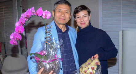 Maria Paula e o namorado, o mestre em kung fu Leo Imamura