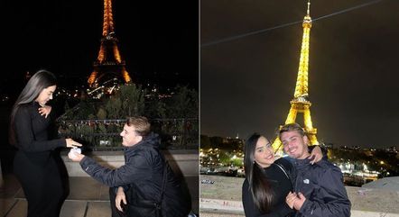 Mariely Santos e André Santis ficaram noivos na França