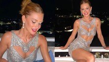 Marina Ruy Barbosa brilha com vestido prata todo recortado em comemoração de aniversário