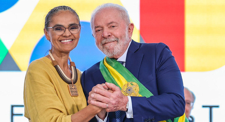 A ministra do Meio Ambiente, Marina Silva, e o presidente Luiz Inácio Lula da Silva