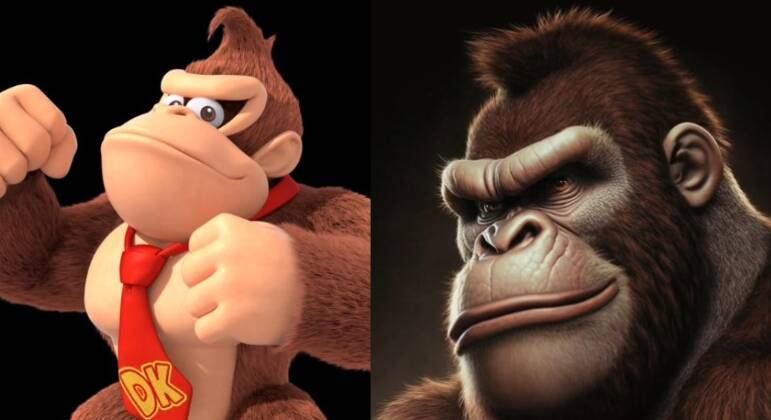 Donkey KongConhecido por jogar barris em Mario, o vilão Donkey Kong foi transformado em um gorila 