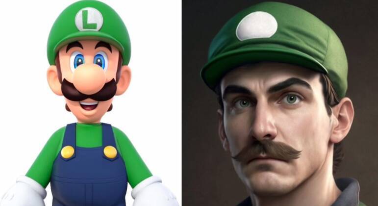 LuigiO irmão de Mario foi outro personagem que, com o uso da inteligência artificial, virou de 