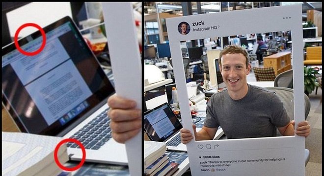 O computador de Mark Zuckerberg com a cÃ¢mera e microfone cobertos