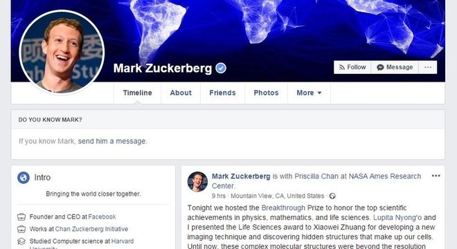 Zuckerberg não permite que pessoas lhe enviem solicitações de amizade 