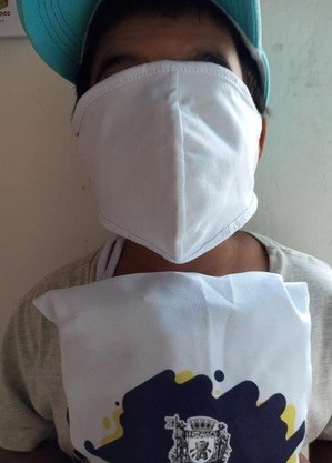 Máscara distribuída pela prefeitura de Mogi das Cruzes para alunos da rede municipal
