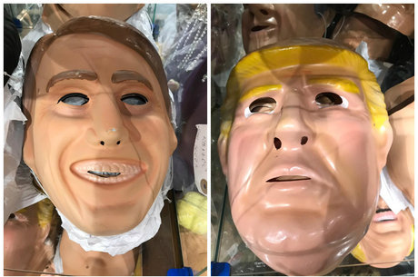Máscaras de 
Bolsonaro e Trump 