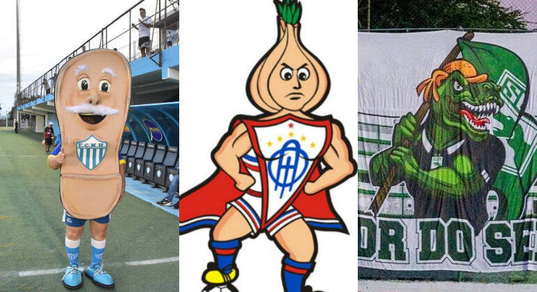 A mascote é sinônimo de sorte e felicidade para os clubes. É como se fosse um amuleto que acompanha a equipe. Por isso, é difícil de acreditar que existam times que escolhem uma máquina de costura, um sapato ou uma cebola como mascote — mas existem.  Confira as 10 mascotes mais diferentes espalhadas pelo Brasil, segundo levantamento do professor aposentado e atual pesquisador, Aristides Almeida, na obra 