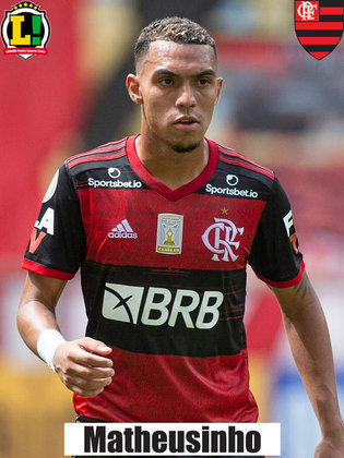 MATHEUSINHO - 6,5 - Entrou para segurar a marcação no lado direito do Flamengo e não comprometeu. No ataque, foi eficaz e deu o passe para Gabigol fazer o gol da vitória do Fla.