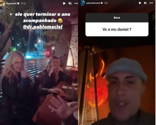 Após os boatos de romance, Daniel apareceu no Stories de Yasmin para esclarecer tudo. Os dois estavam jantando juntos, mas o funkeiro quis explicar o que aconteceu. Ele publicou um vídeo para responder à pergunta se que ele e a loira teriam um romance. 