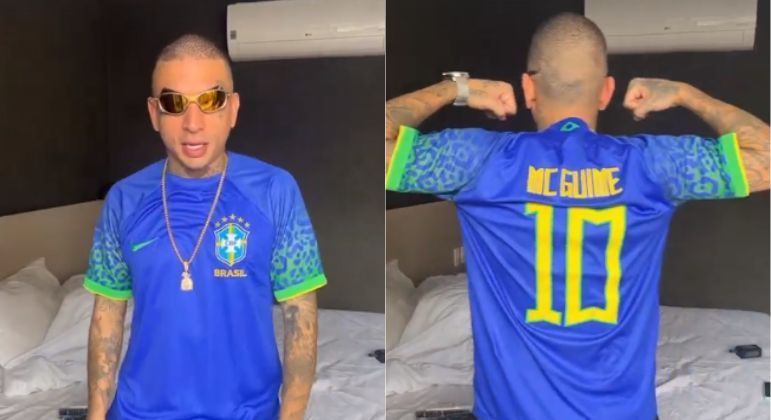 O cantor MC Guimê celebrou a estreia do Brasil na Copa: 