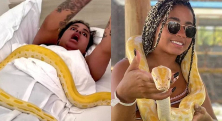 Mirella Santos acorda MC Loma com uma cobra
