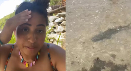 MC Loma se assusta com tubarão na água da praia
