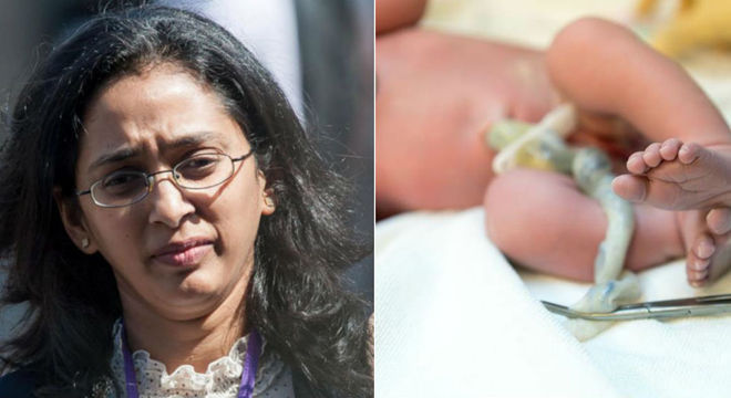 medica bebe cabeça nasceu