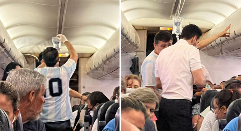 Médico com a camisa da Argentina socorreu passageiro que havia sofrido infarto