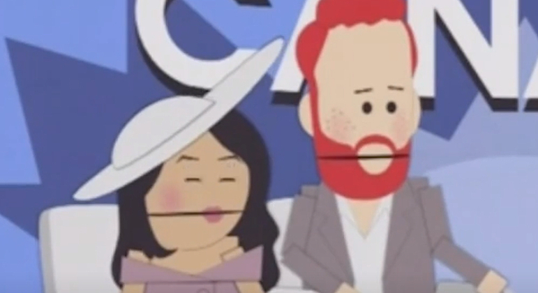 Meghan Markle e príncipe Harry em cena de South Park