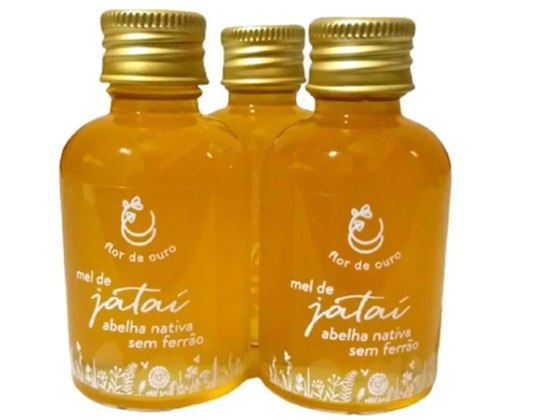 Mel jataí  - Produzido em todo o Brasil, tem cor clara e sabor levemente ácido. Ameniza os sintomas de gripe, com ação descongestionante. Aumenta a imunidade do organismo.