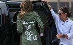 A primeira-dama dos EUA, Melania Trump, causou polêmica nesta quinta-feira (21), antes de vistar uma instituição na fronteira com o México que abriga crianças imigrantes que foram separados de seus pais. Ela vestiu uma jaqueta que dizia 