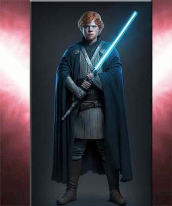 Melhor amigo de Harry, o ruivo Ronald Weasley torna-se, claro, um dos cavalheiros Jedi. 
