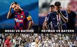 Comparação das reações de Messi, Neymar e Cristiano após jogo contra o Bayern de Munique