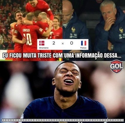 Memes: França perde por 2 a 0 para Dinamarca, termina em terceiro no grupo da Nations League e vira piada nas redes sociais.