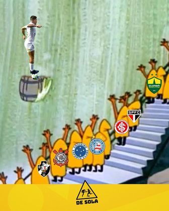 A pisada em cima da bola de Soteldo também foi lembrada nas gozações com o Santos!