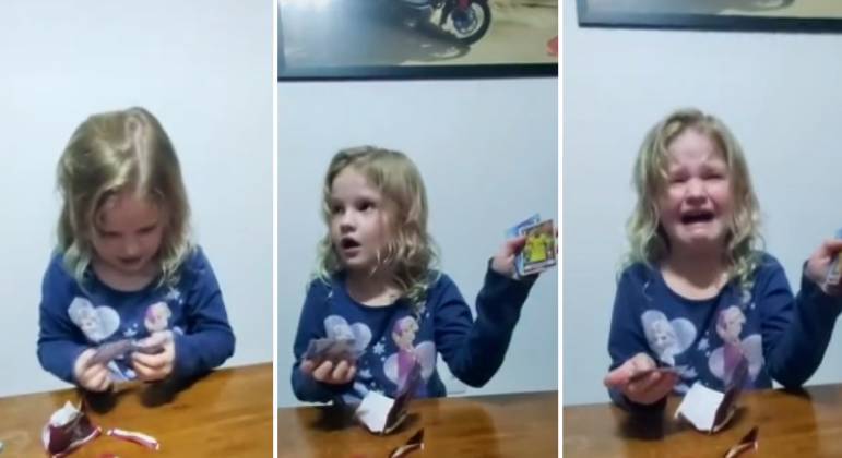 Menina de 5 anos tira Neymar dourada em pacote de figurinhas e cai no choro