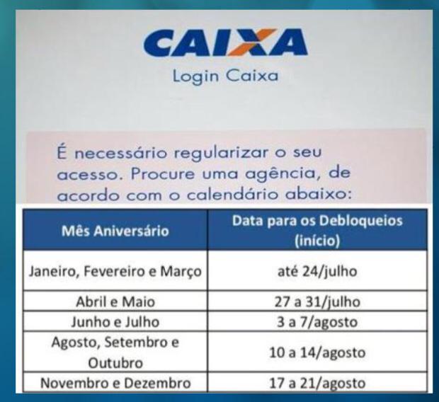 Mensagem que aparece para quem teve a conta bloqueada