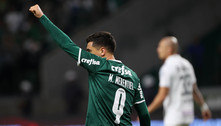 Merentiel comemora seu 1° gol pelo Palmeiras atuando no Allianz