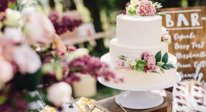 mesa de bolo de casamento