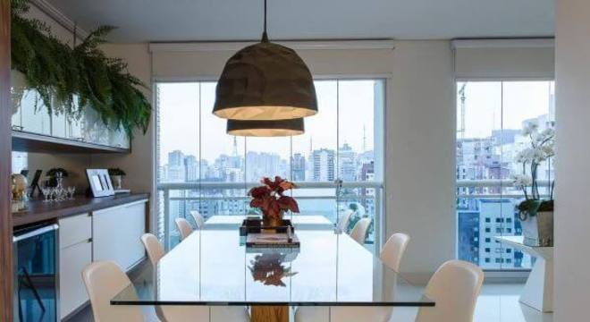 mesa de jantar de vidro 