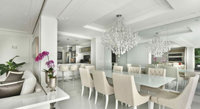 mesa jantar de vidro branco 