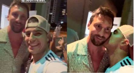 Fã encontra Messi e dá um beijo no craque
