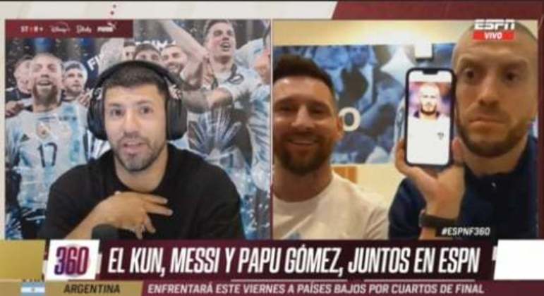 Messi e Papu Gómez em live de Agüero