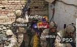 E essa representação dos clubes europeus em guerra por Messi