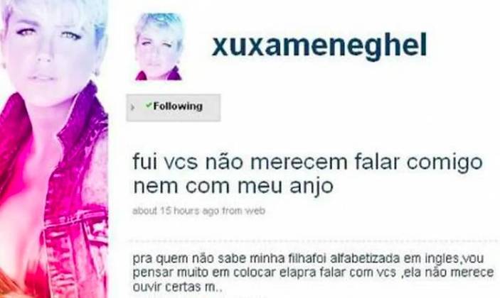 “Meu anjo”: Ainda em 2009, Xuxa se irritou com alguns seguidores que estavam criticando ela e Sasha e mandou um recado para os haters: 
