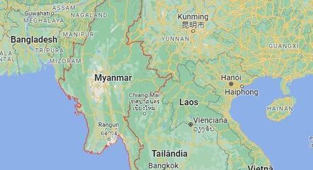 Mianmar está localizada entre Bangladesh e a Tailândia