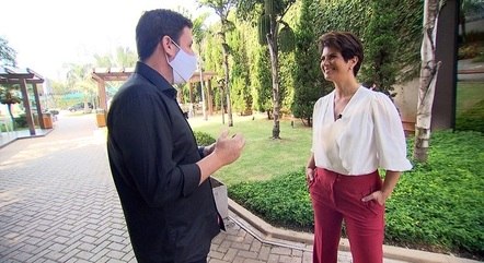 Michael Keller e Mariana Godoy em entrevista para o "Domingo Espetacular"
