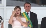 A primeira dama Michelle Bolsonaro faz discurso em libras ao lado do presidente eleito da República Federativa do Brasil, Jair Messias Bolsonaro, realizado no Parlatório do Palácio do Planalto, em Brasília. Foto: WILTON JUNIOR / ESTADÃO.