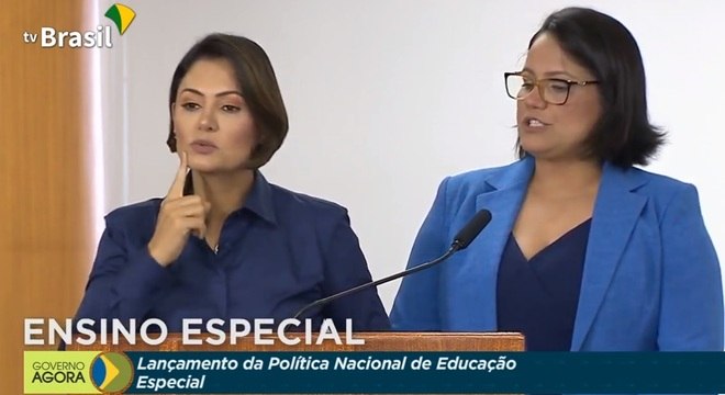 A primeira-dama Michelle Bolsonaro participa do lançamento da Política Nacional de Educação Especial