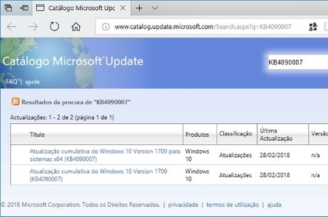 Microsoft disponibiliza atualização KB4090007 para o Windows 10 v1709