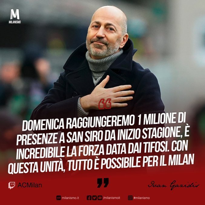 Ivan Gazidis, cartola do Milan, agradece ao milhão de presentes no San Siro