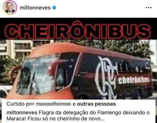 Milton Neves posta meme mostrando o veículo do Flamengo: o 