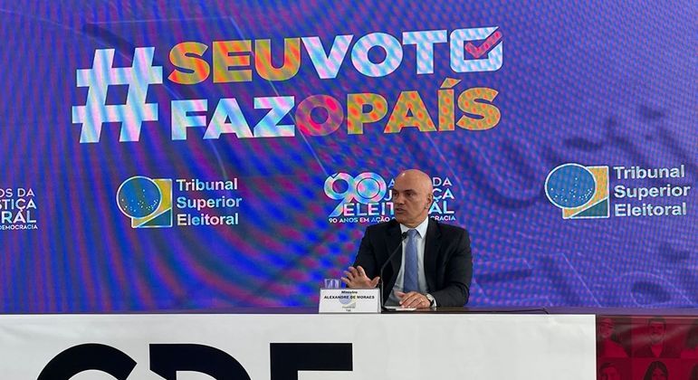 Ministro Alexandre de Moraes, em entrevista coletiva no TSE