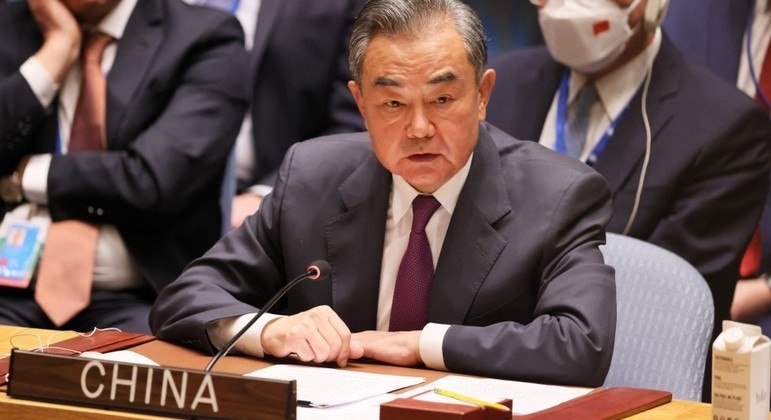 Ministro das Relações Exteriores da China, Wang Yi, em evento na ONU